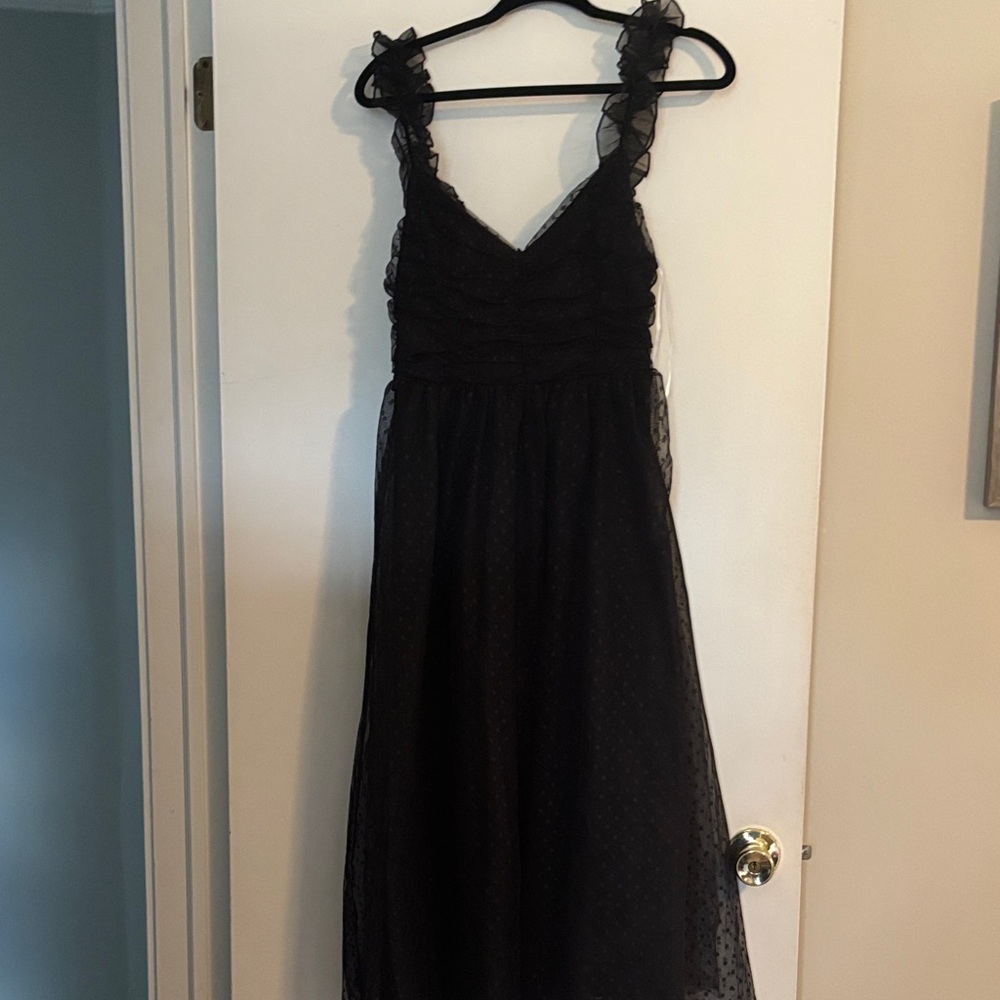 Lulu's Black Ruffled Midi Dress